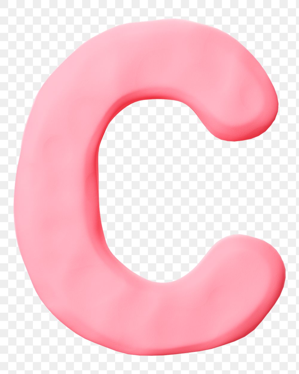 Letter C png pink clay alphabet, transparent background