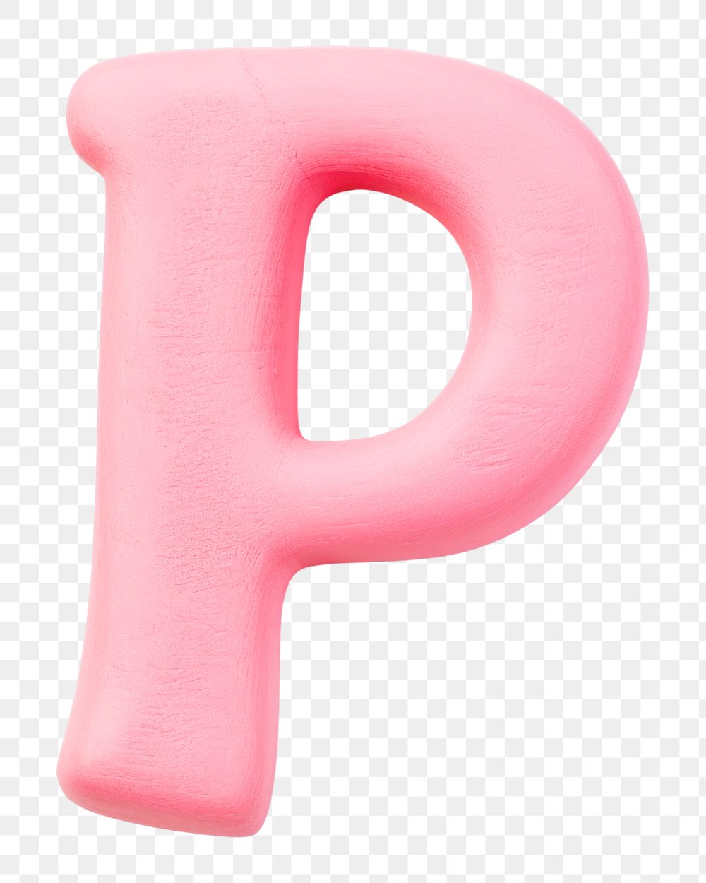 Letter P png pink clay alphabet, transparent background