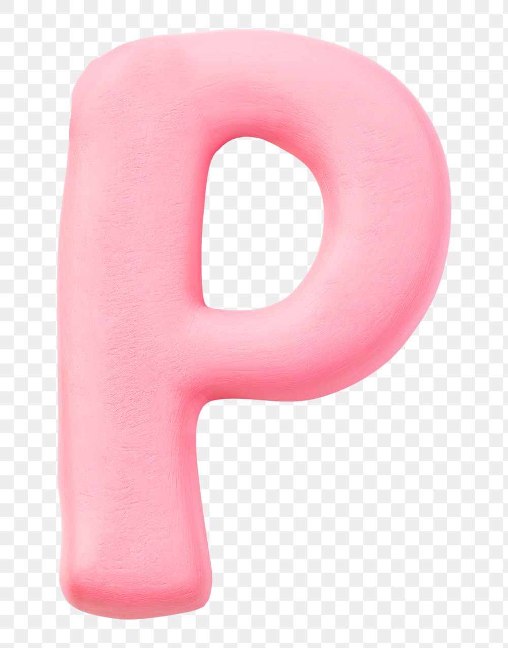 Letter P png pink clay alphabet, transparent background