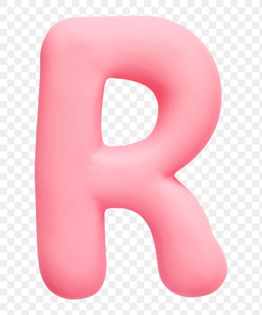 Letter R png pink clay alphabet, transparent background