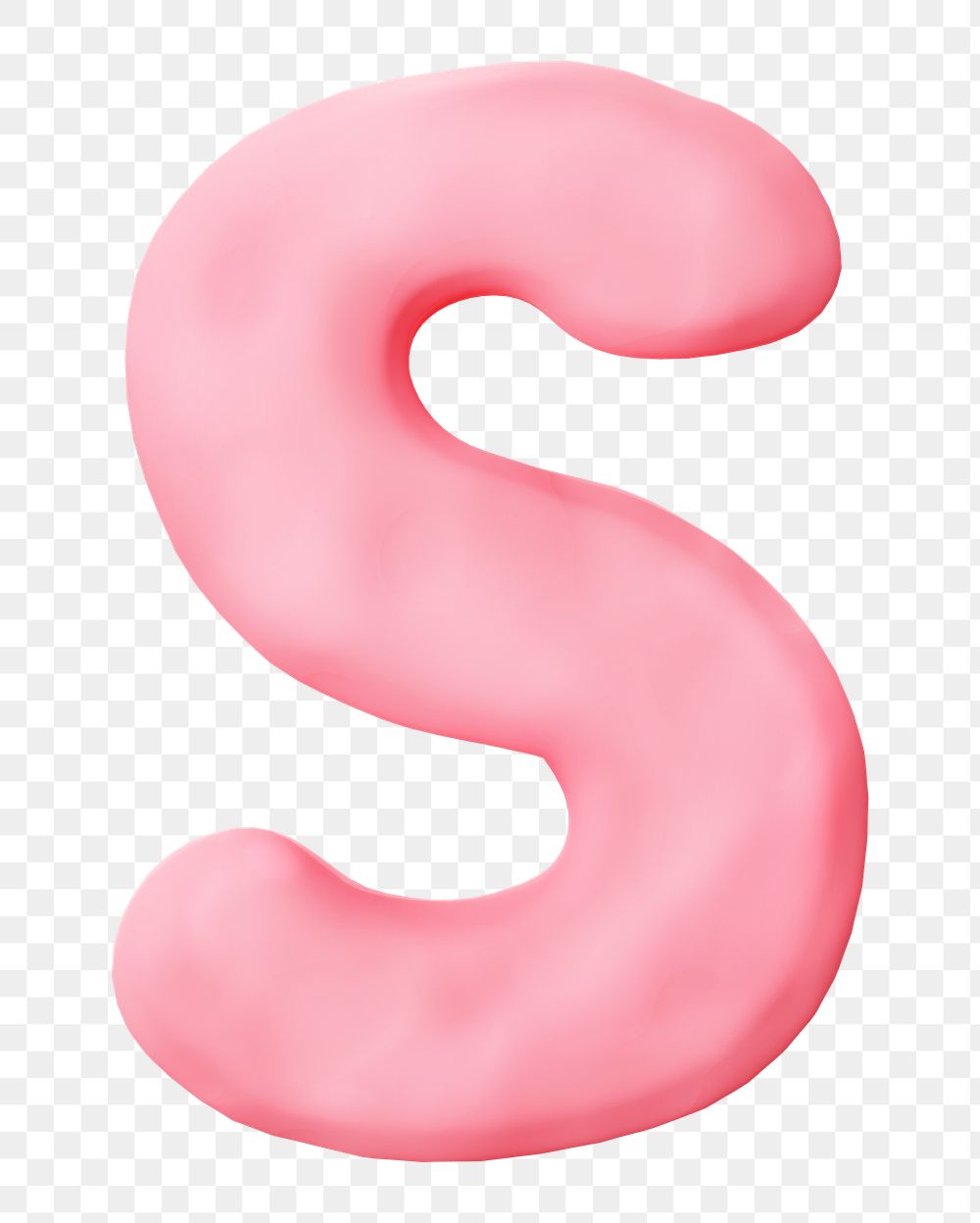 Letter S png pink clay alphabet, transparent background