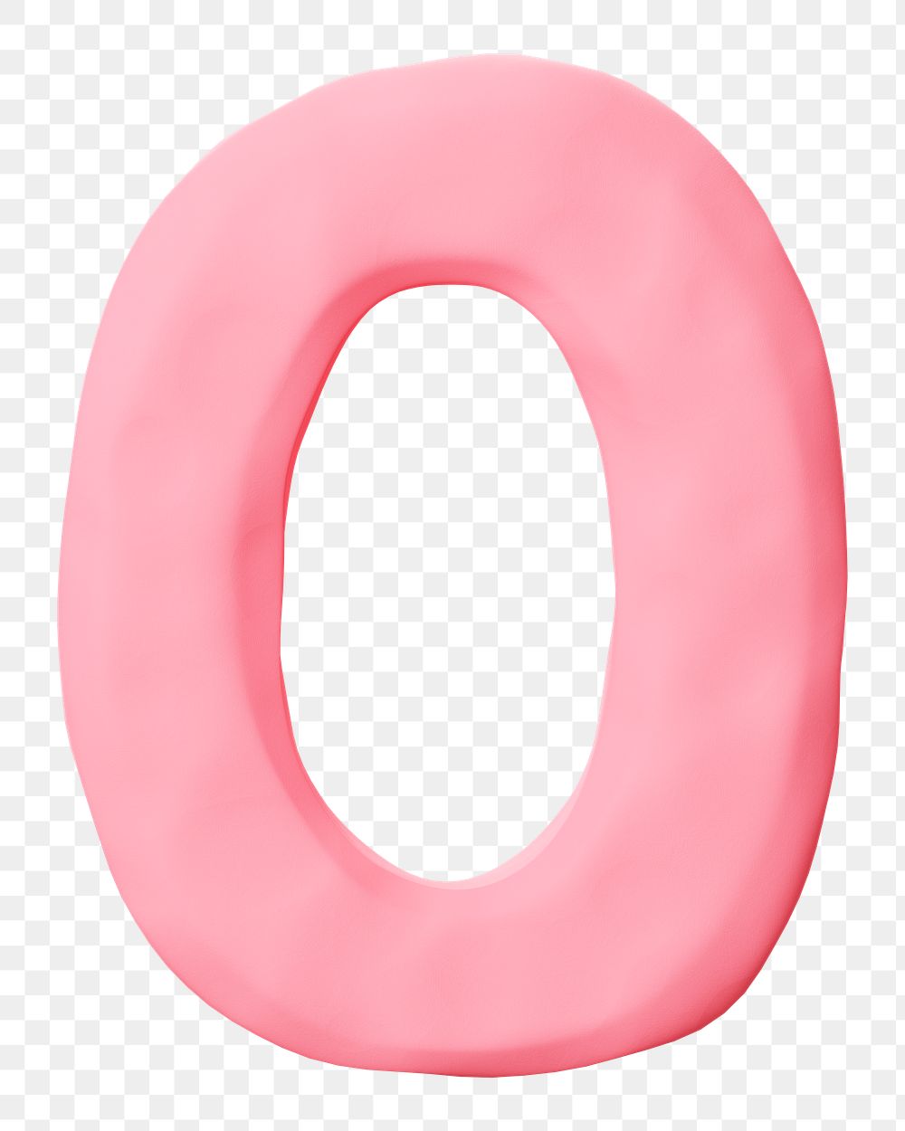 Number 0 png pink clay alphabet, transparent background