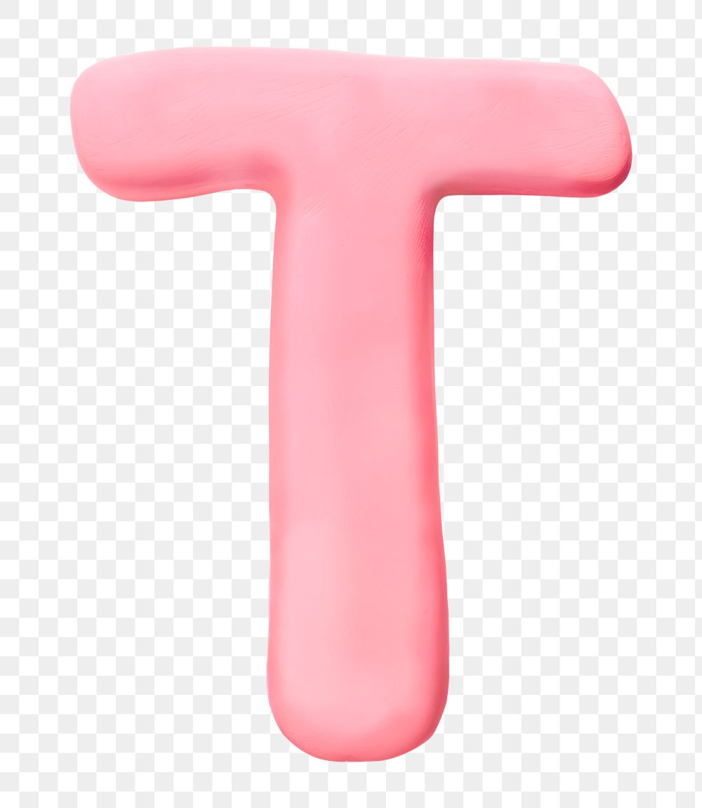 Letter T png pink clay alphabet, transparent background