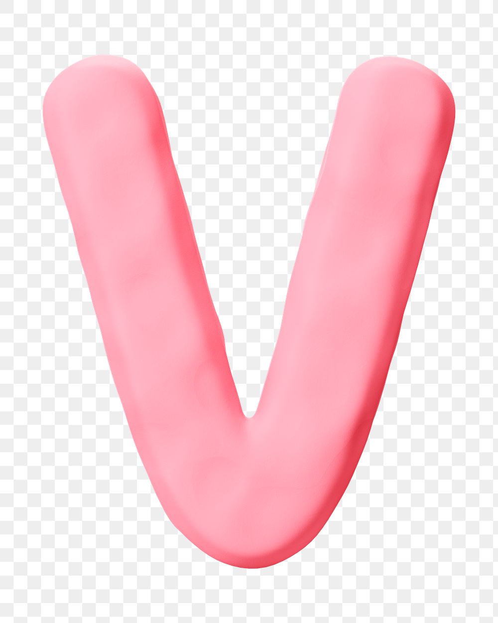Letter V png pink clay alphabet, transparent background
