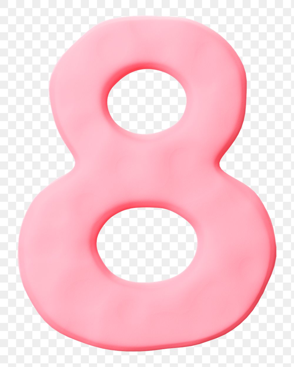 Number 8 png pink clay alphabet, transparent background