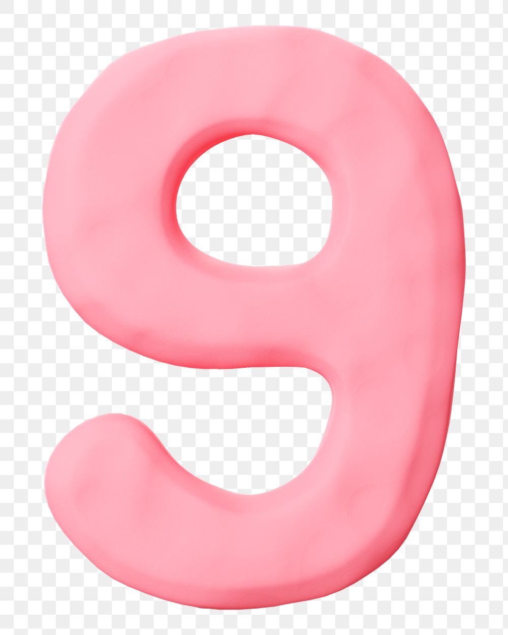 Number nine png pink clay alphabet, transparent background