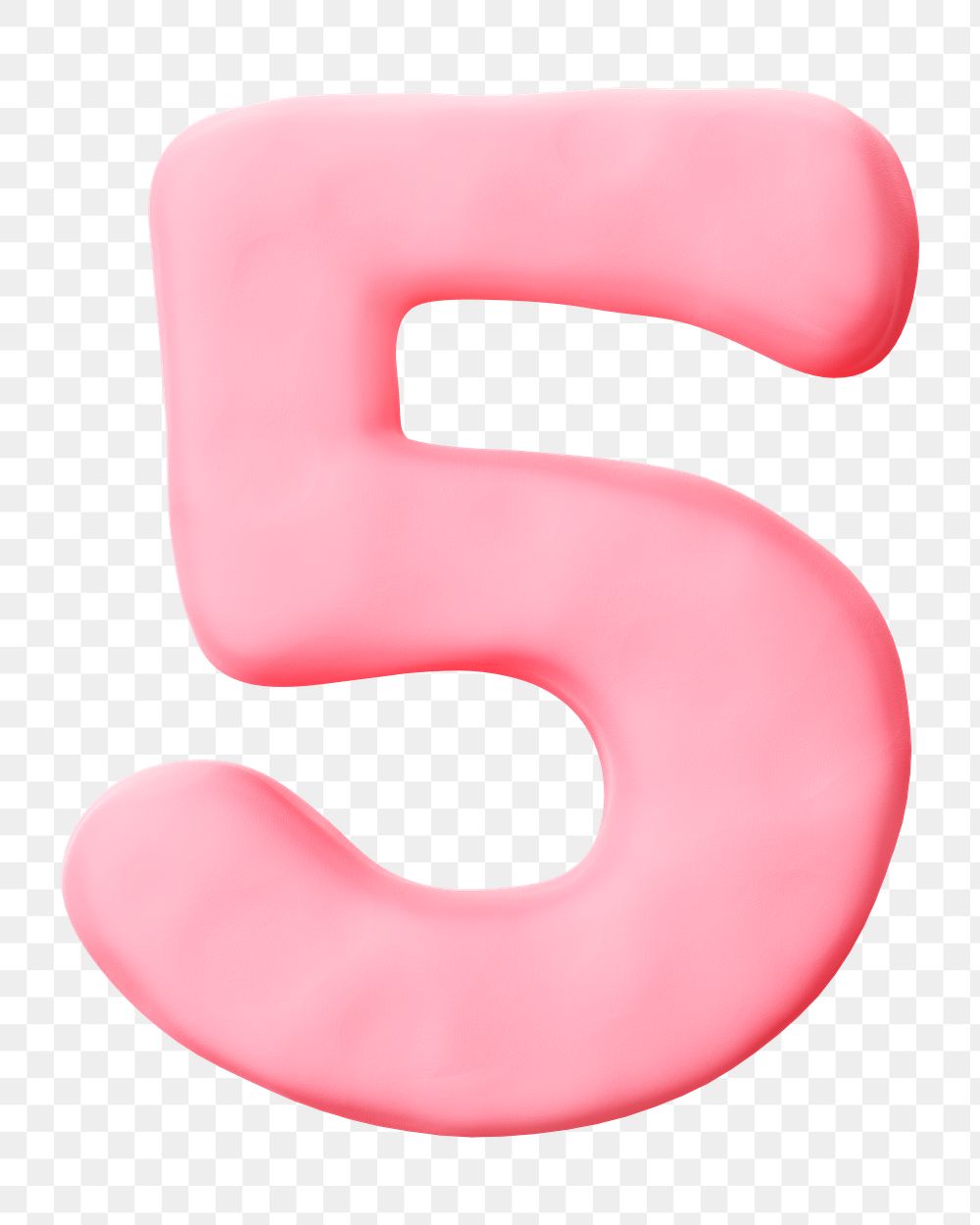 Number five png pink clay alphabet, transparent background