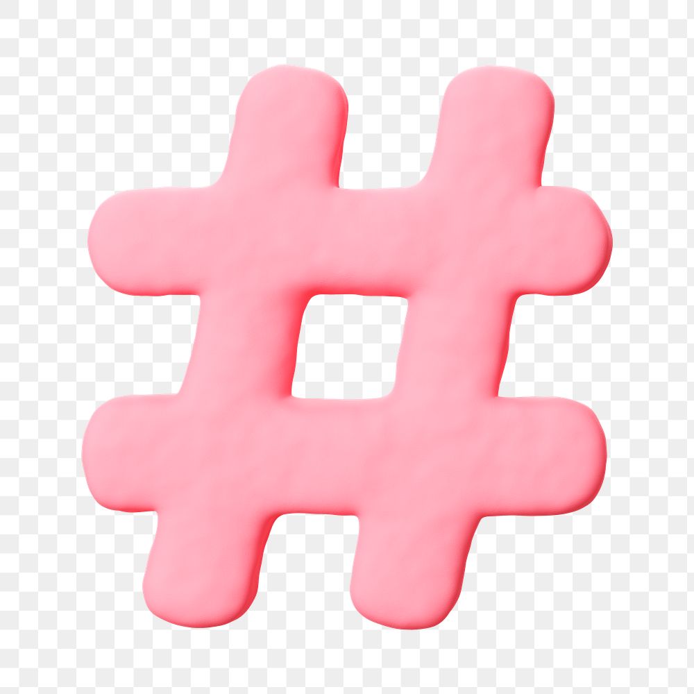 Hashtag  png pink clay alphabet, transparent background