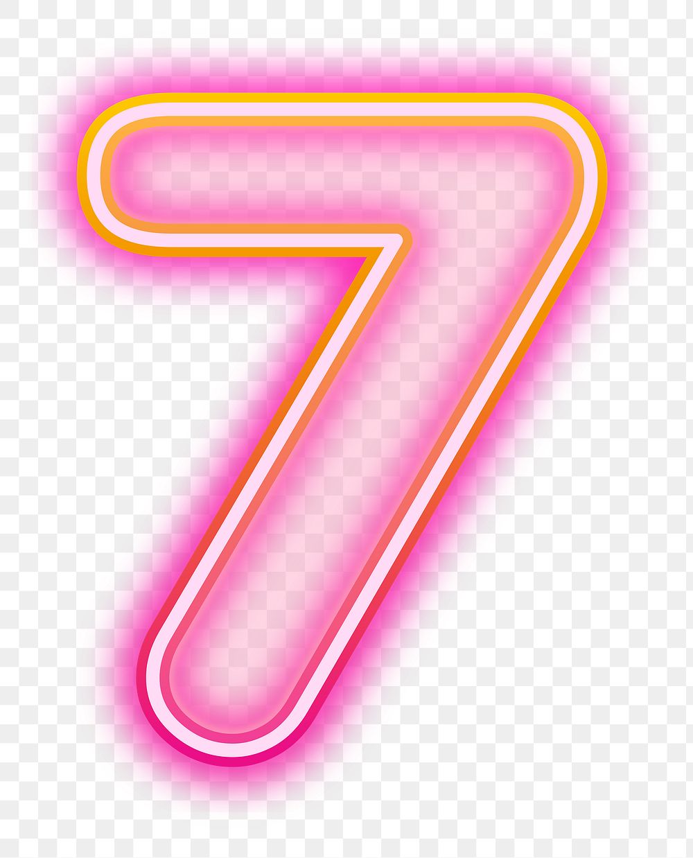 PNG number seven pink neon design, transparent background