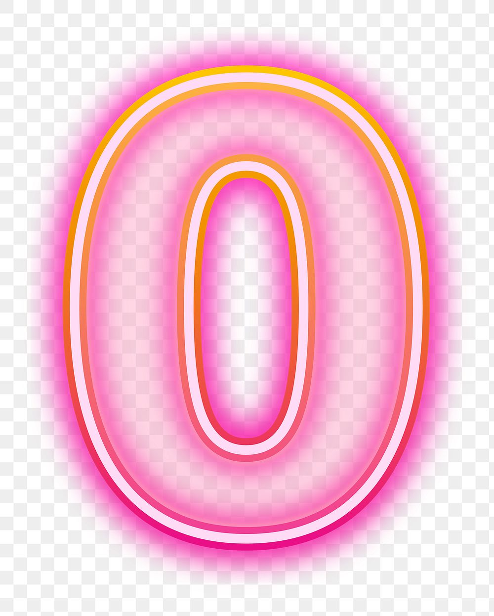 PNG number zero pink neon design, transparent background