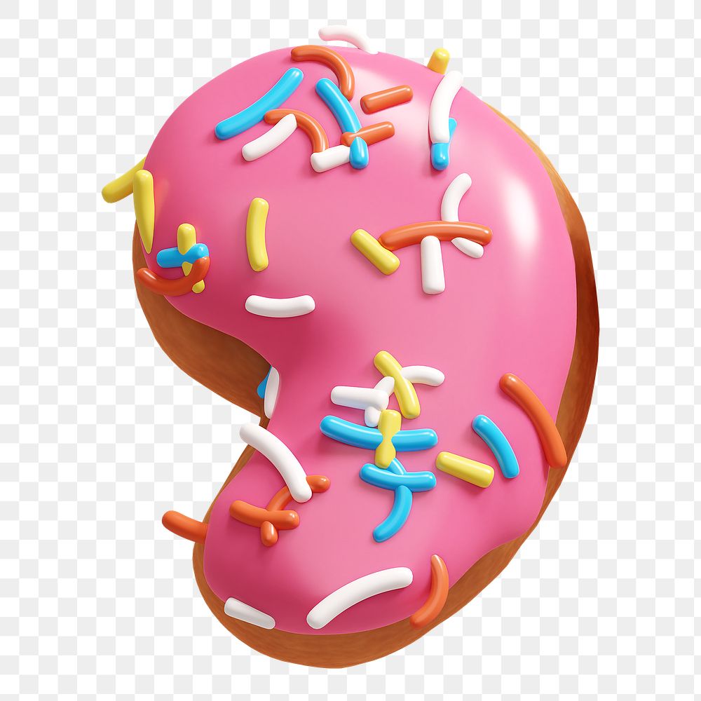 Comma sign png 3D donut alphabet, transparent background