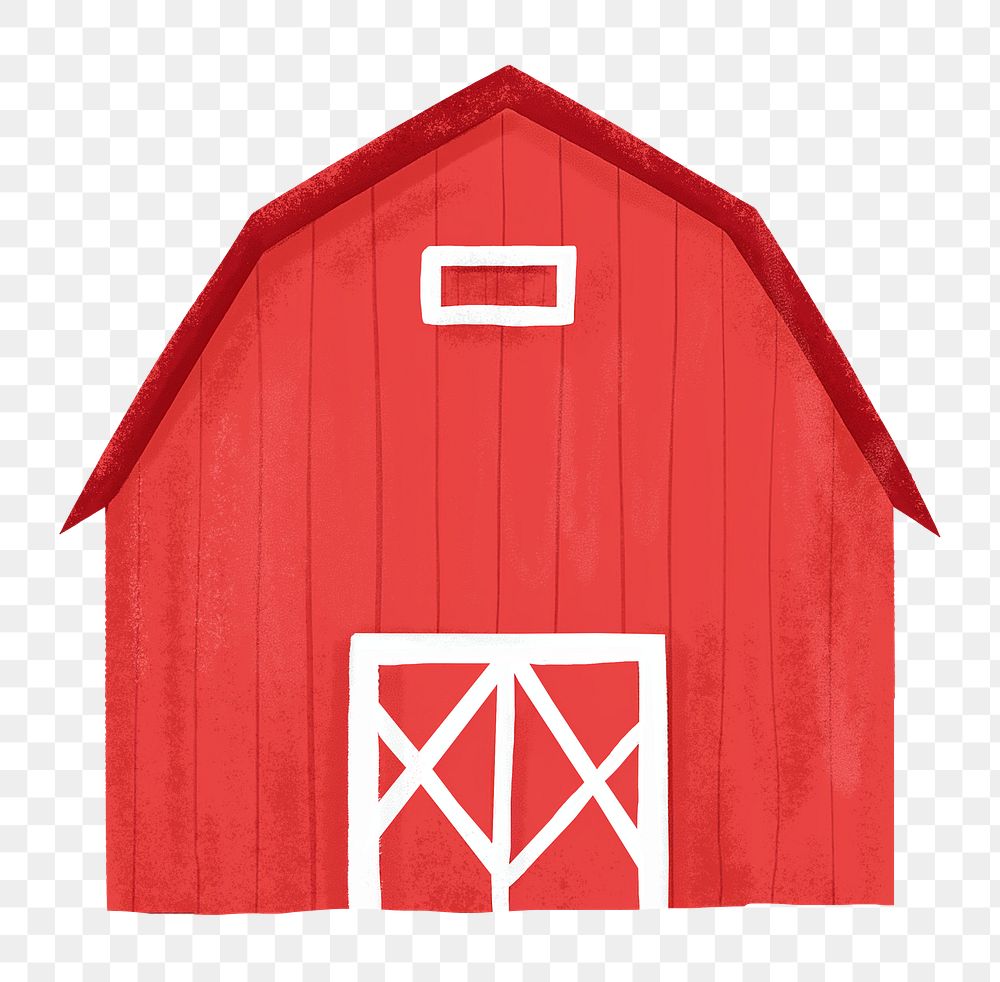 Red barn png digital art, transparent background