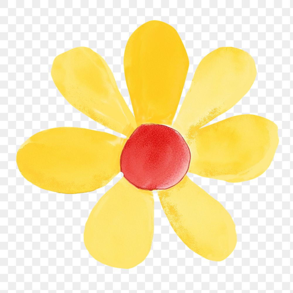 Yellow flower png digital art, transparent background