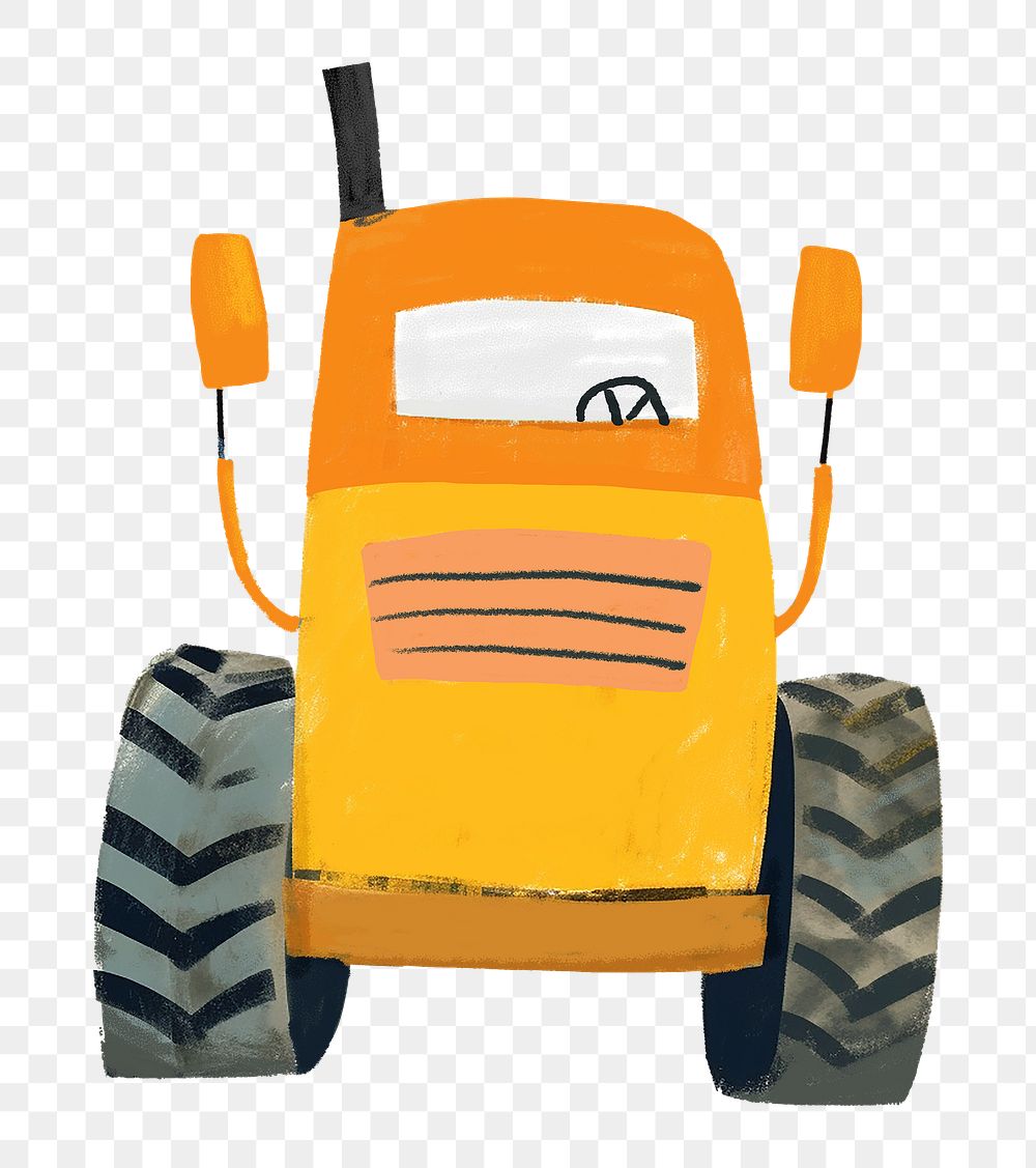 Yellow farm tractor png digital art, transparent background