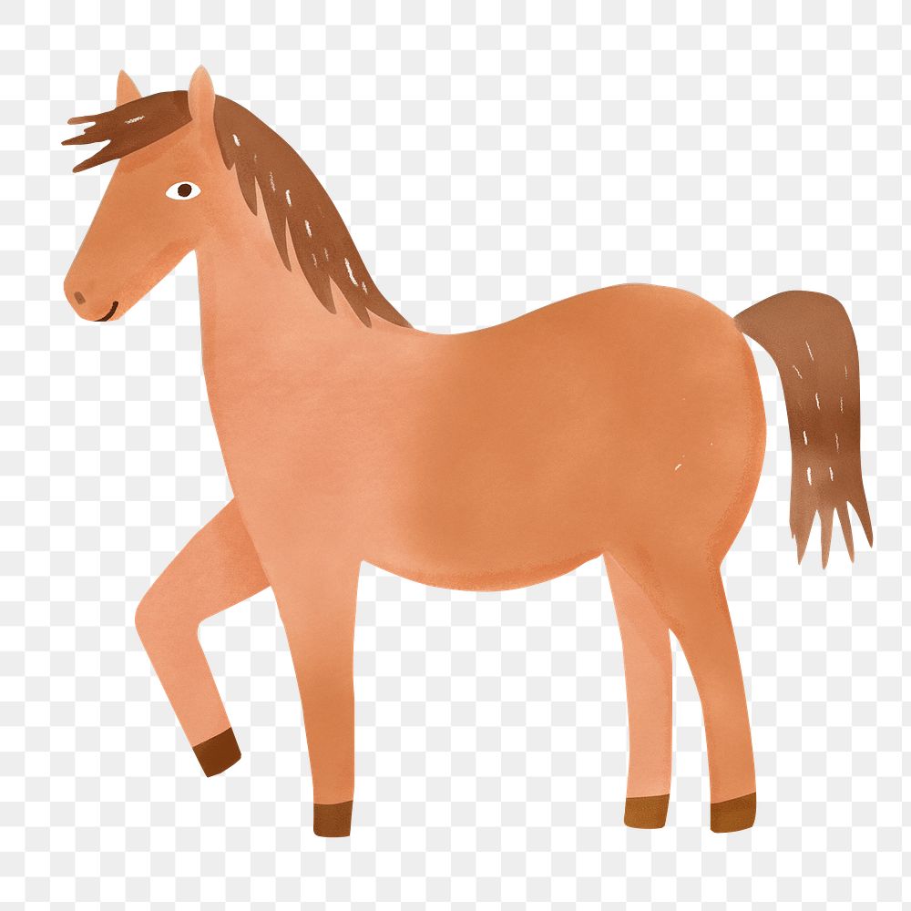 Brown horse png farm animal digital art, transparent background