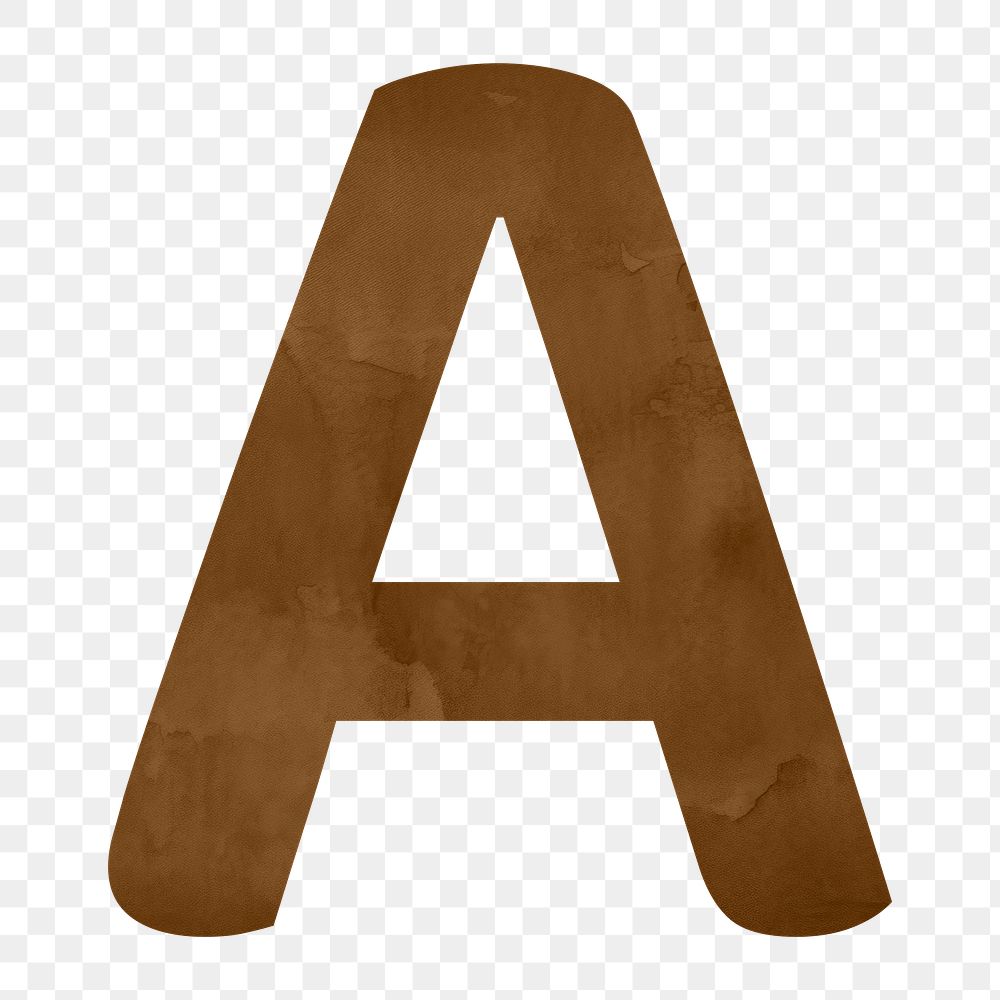 Letter A png brown digital art alphabet, transparent background
