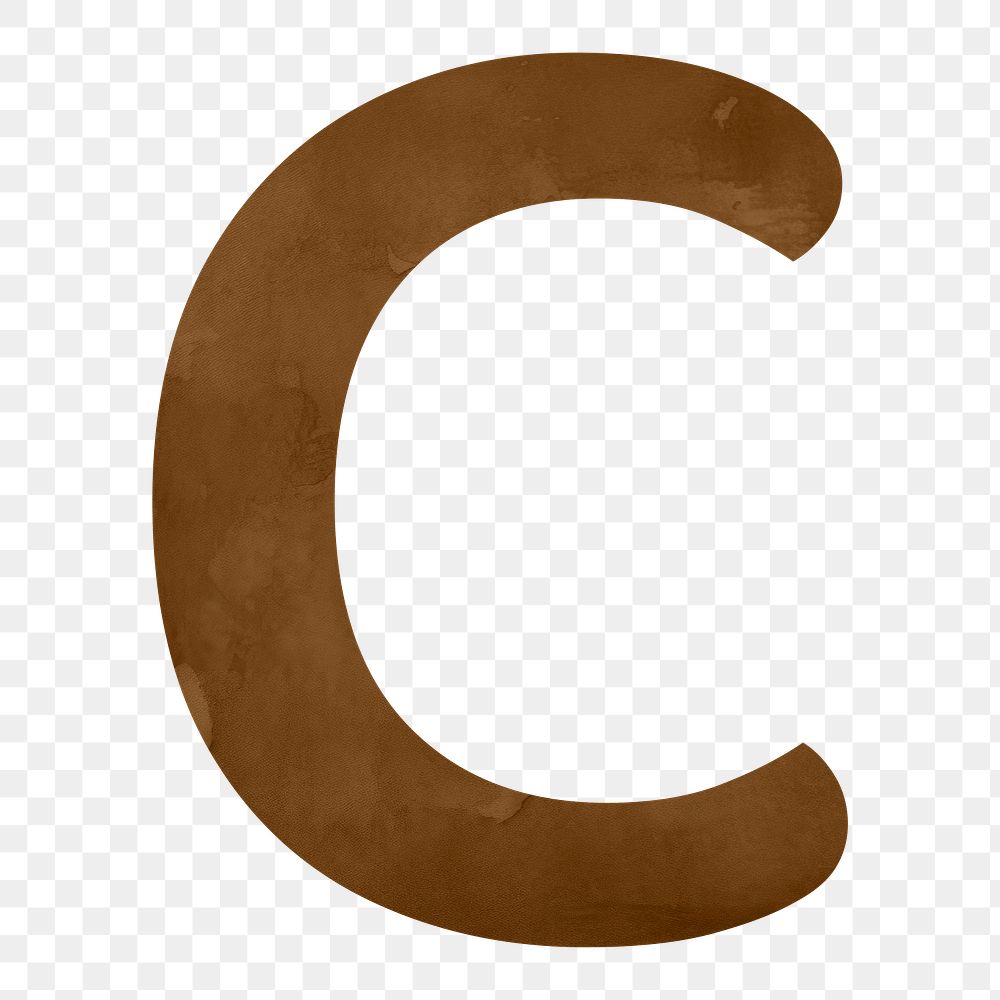 Letter C png brown digital art alphabet, transparent background