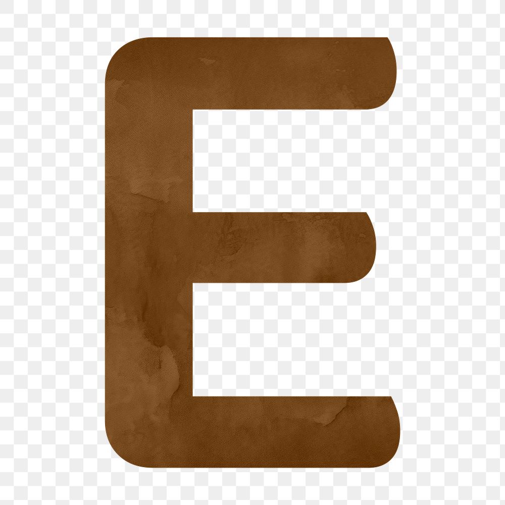 Letter E png brown digital art alphabet, transparent background