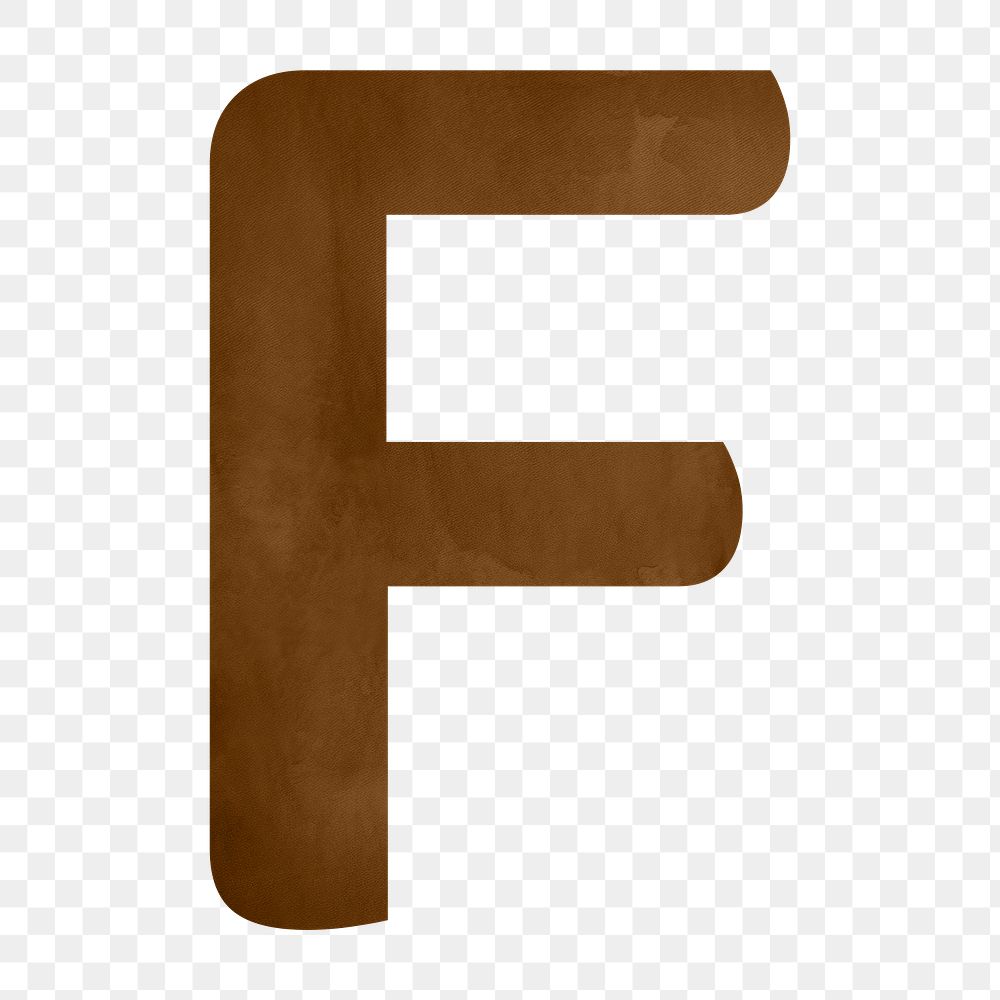 Letter F png brown digital art alphabet, transparent background