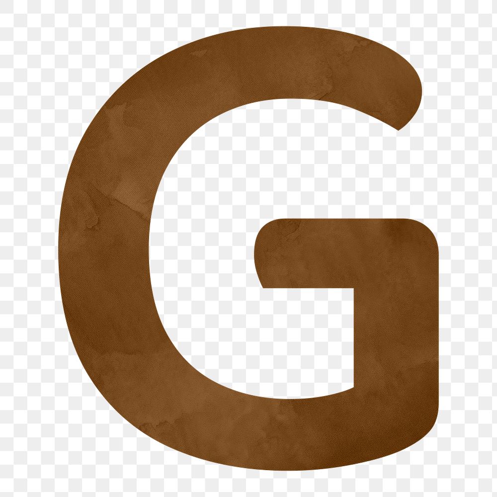 Letter G png brown digital art alphabet, transparent background