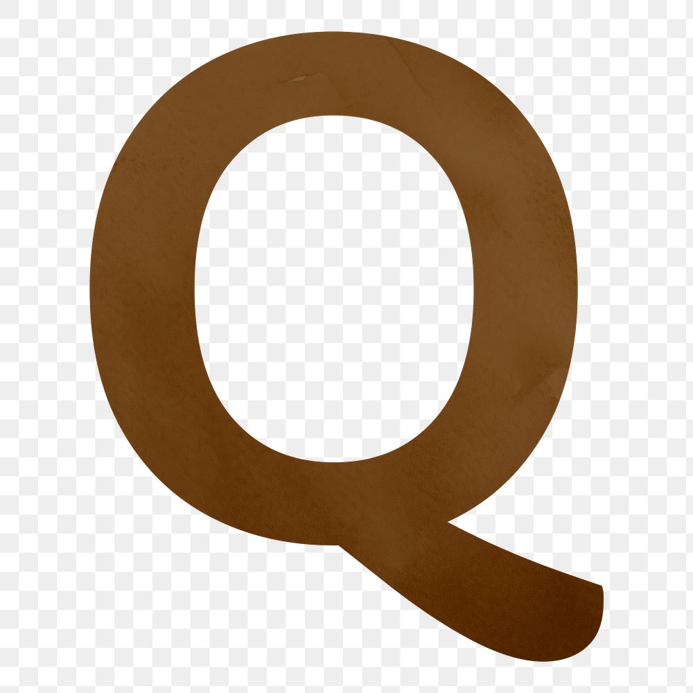 Letter Q png brown digital art alphabet, transparent background