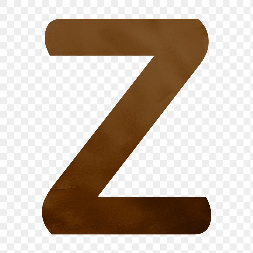 Letter Z png brown digital art alphabet, transparent background