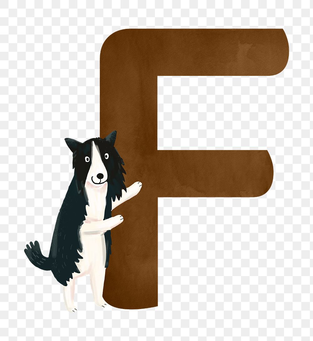 Letter F png cute animal character alphabet, transparent background