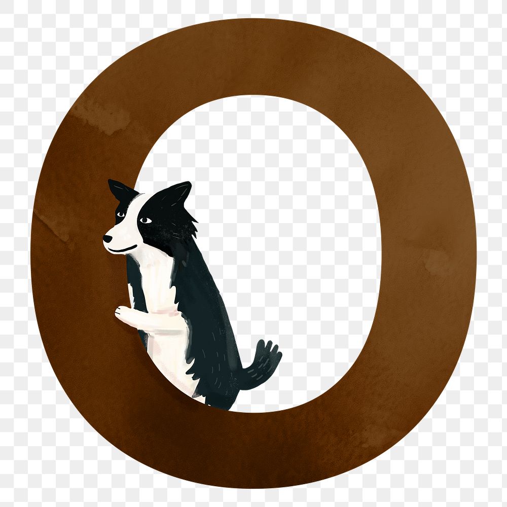 Letter O png cute animal character alphabet, transparent background