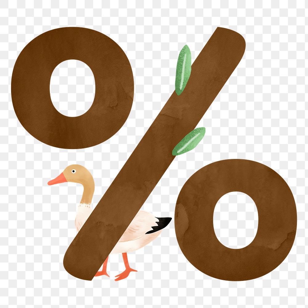 Percentage png brown digital art symbol, transparent background