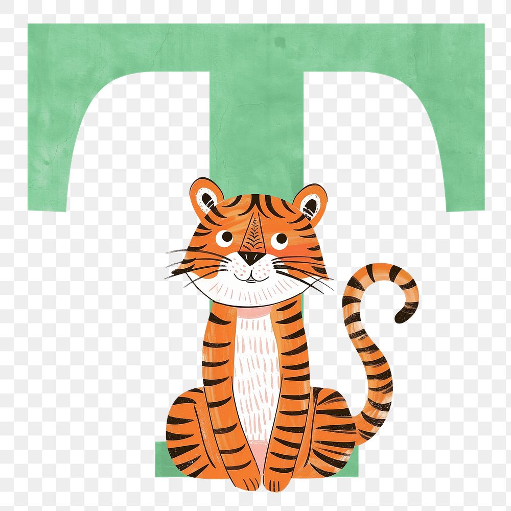 Letter T  png animal character alphabet, transparent background