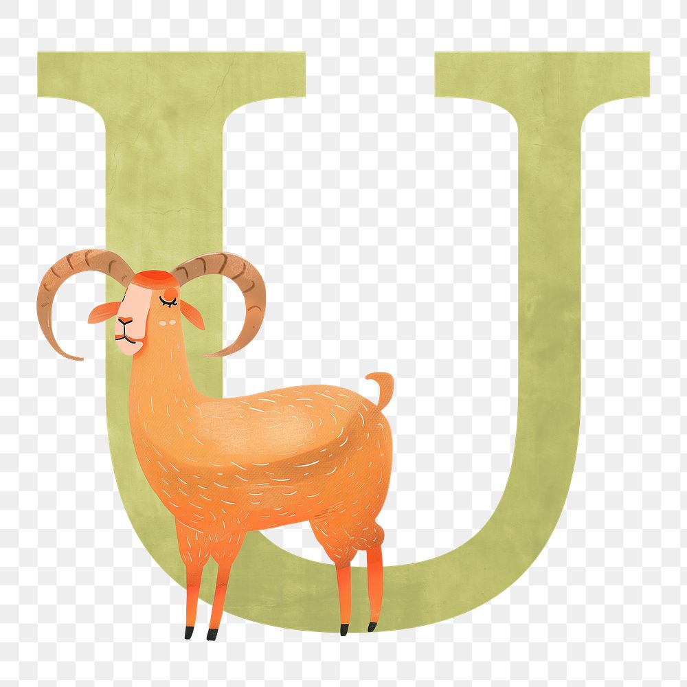 Letter U  png animal character alphabet, transparent background