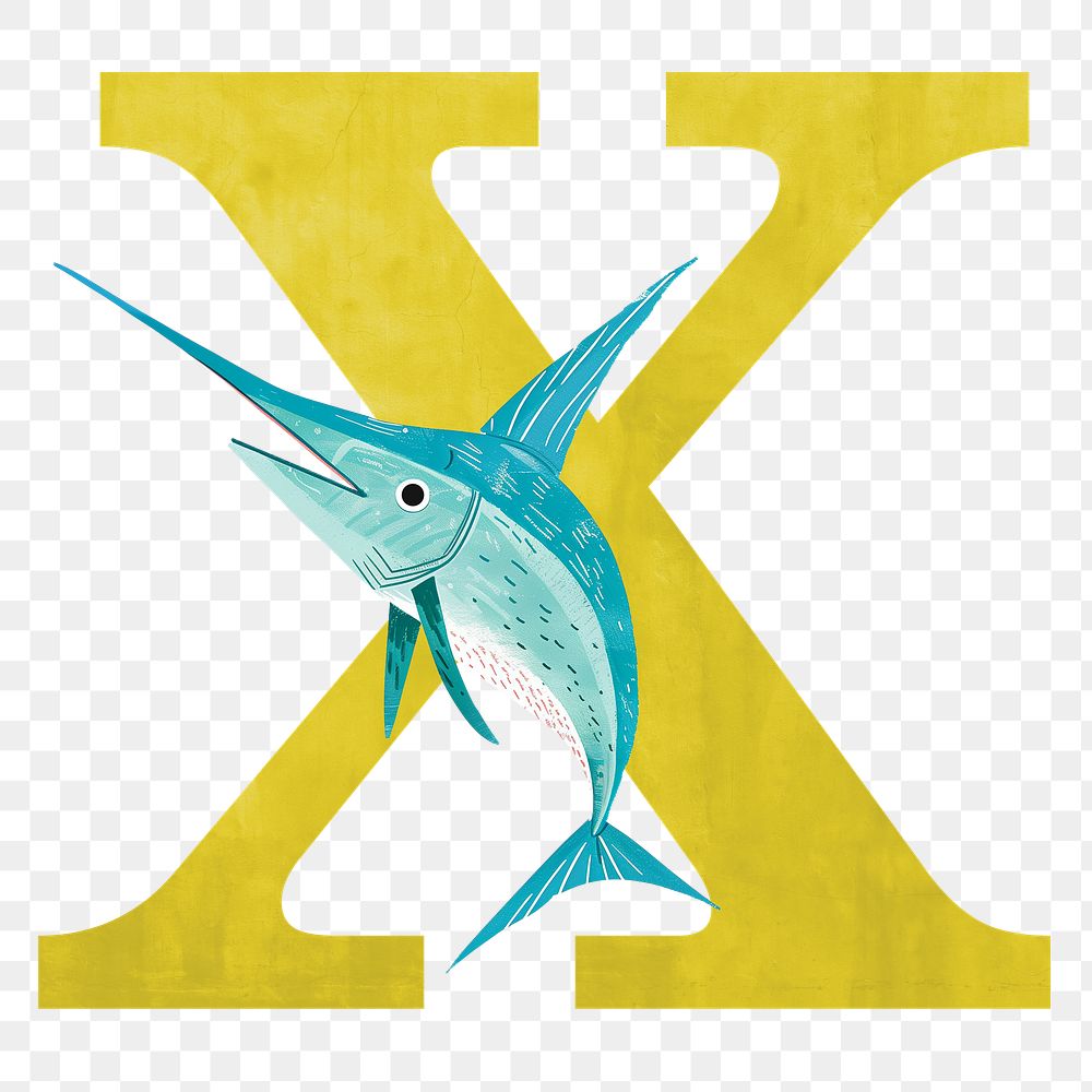 Letter X  png animal character alphabet, transparent background