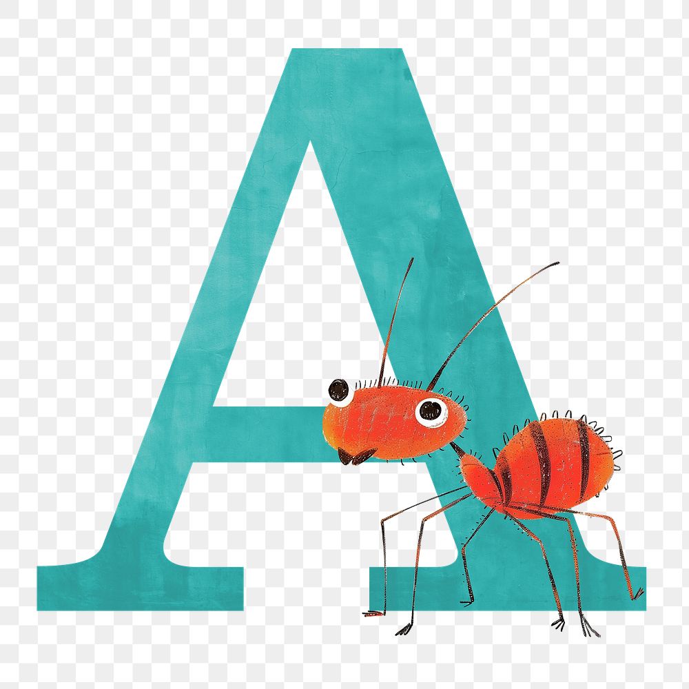 Letter A  png animal character alphabet, transparent background