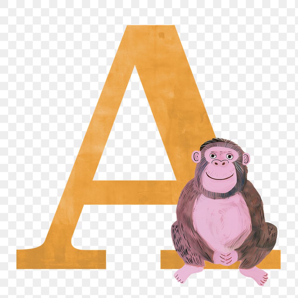 Letter A  png animal character alphabet, transparent background