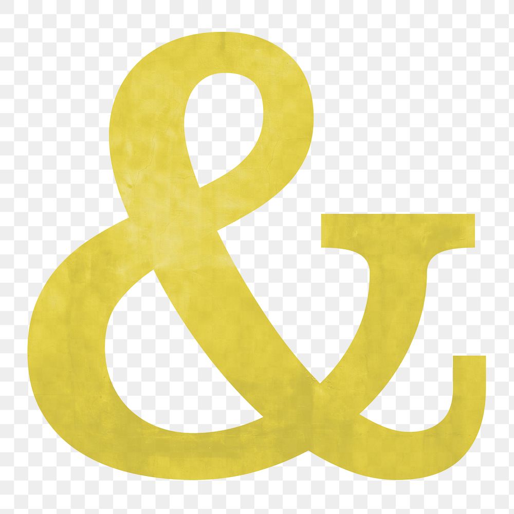 Yellow ampersand png sign, transparent background