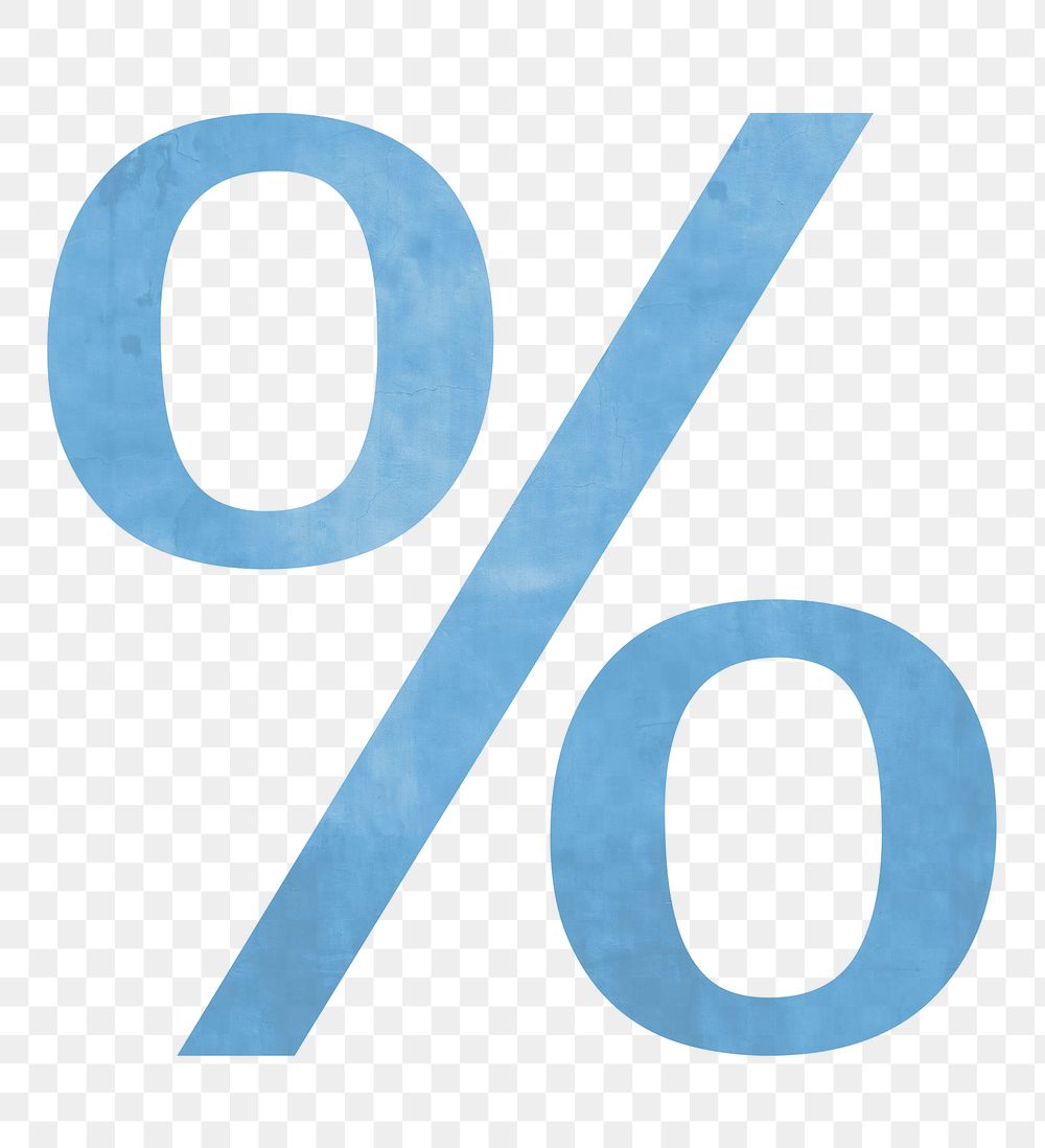 Blue percentage png sign, transparent background