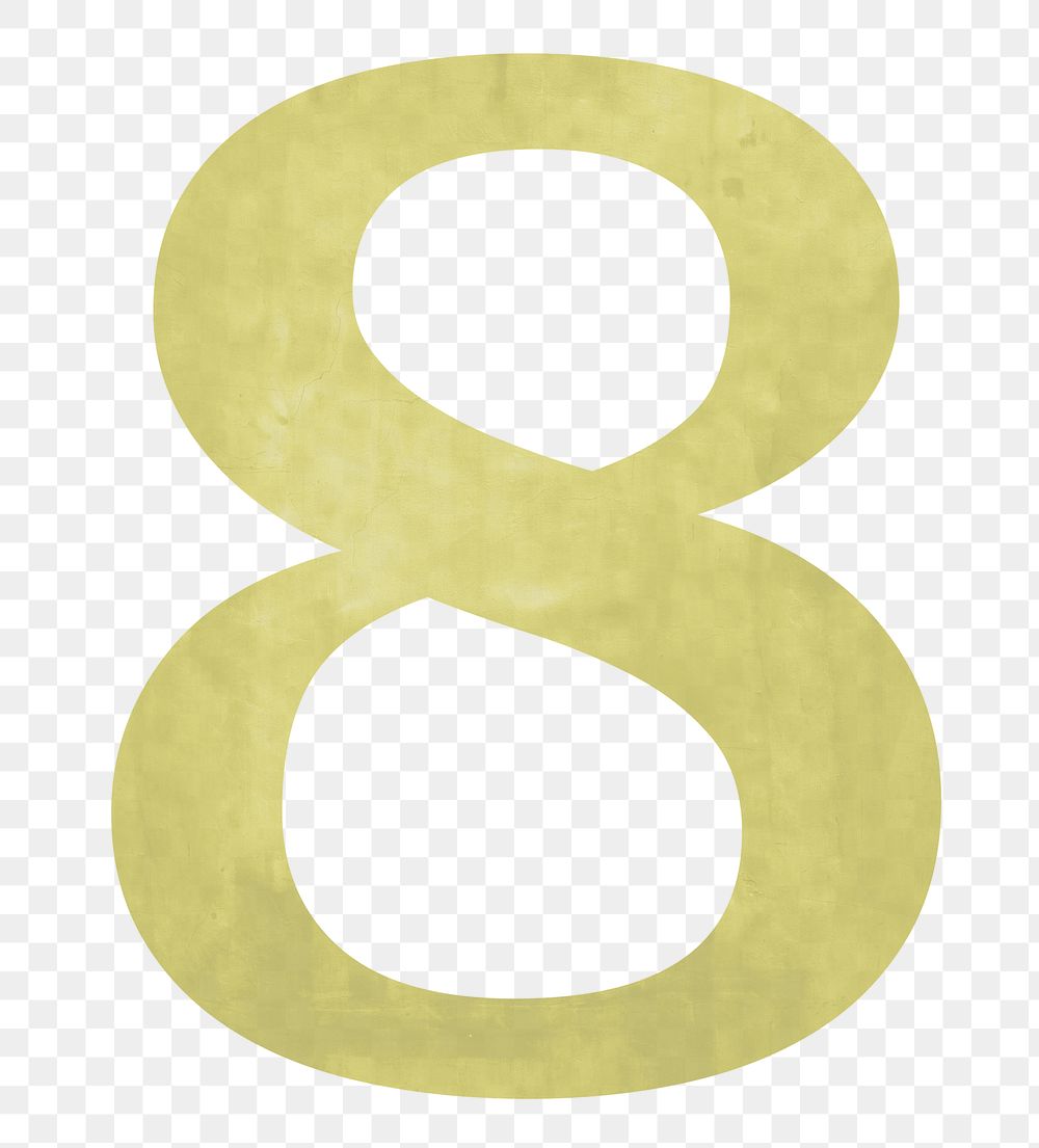 Number 8 png yellow, transparent background