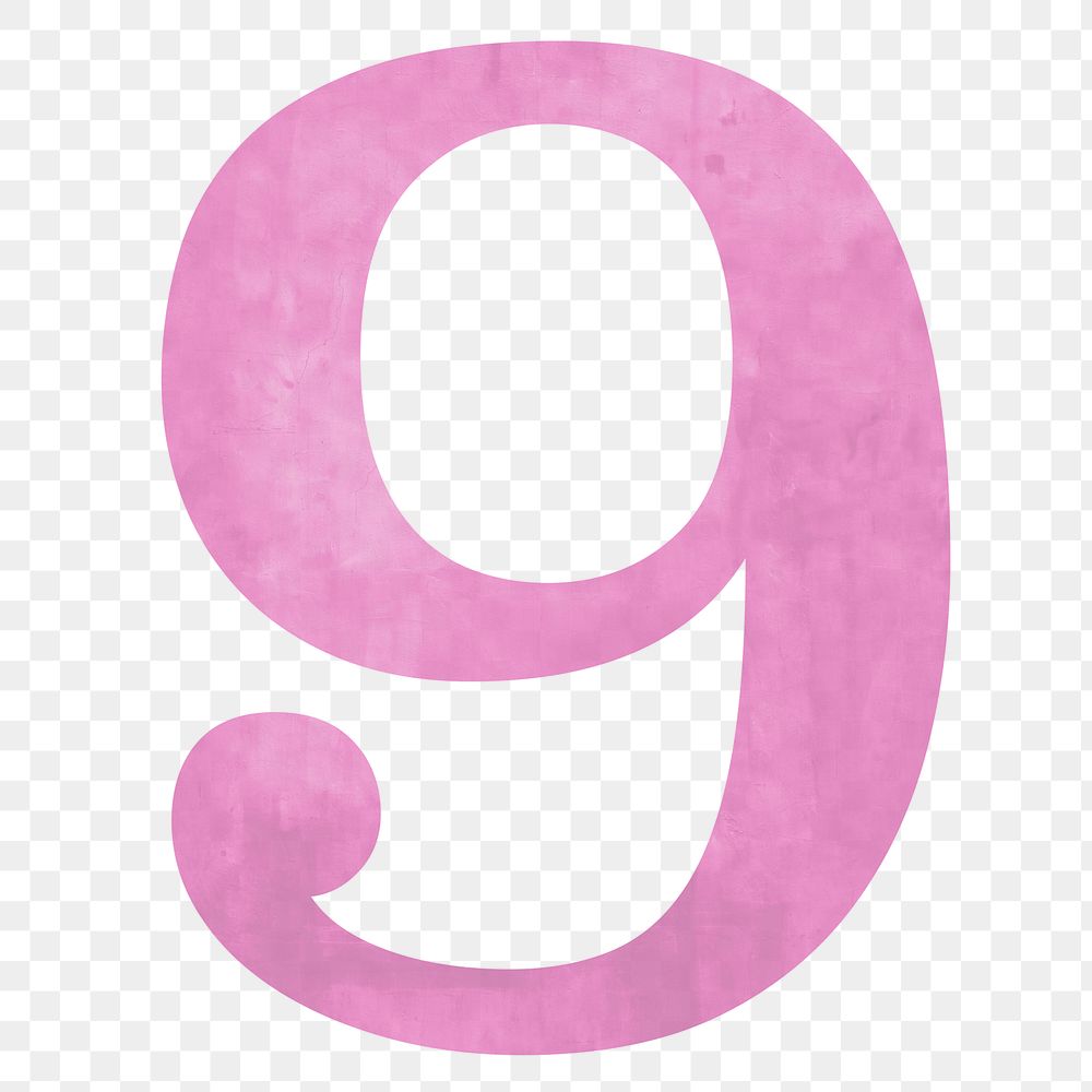 Number 9 png pink, transparent background