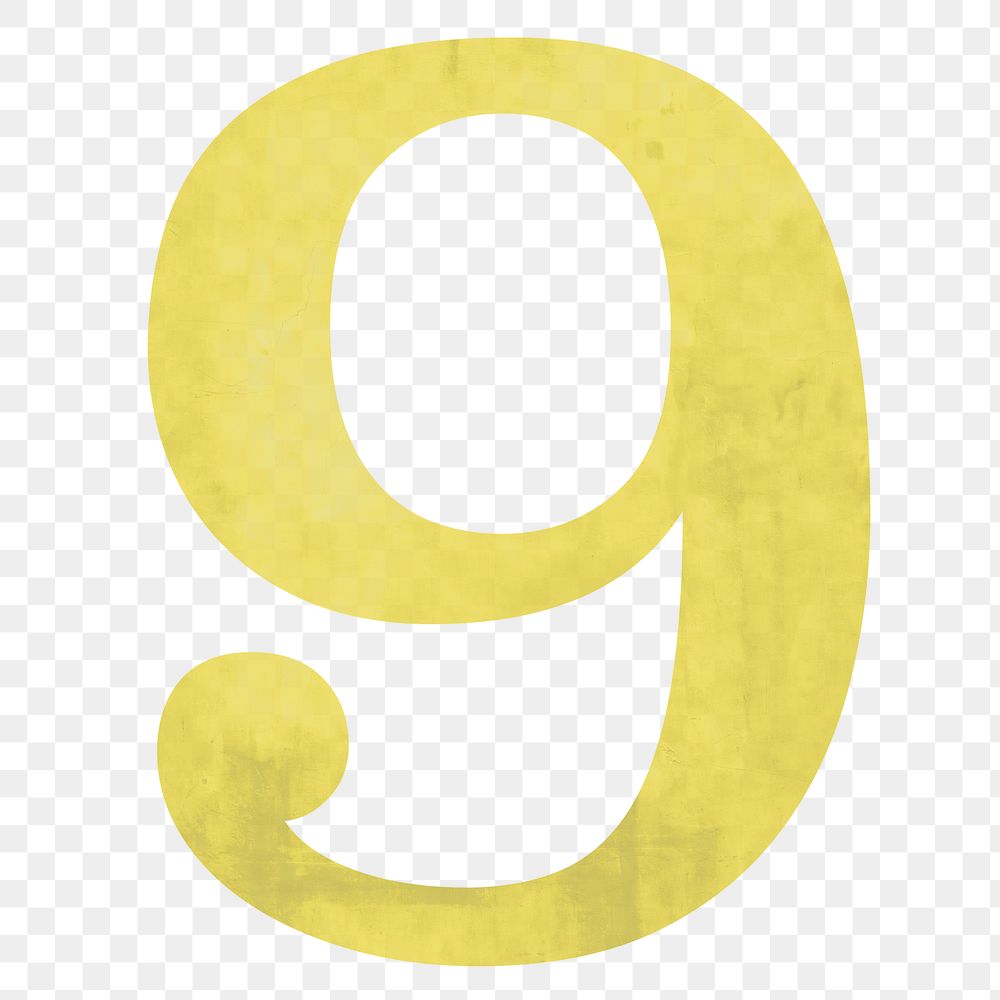 Number 9 png yellow, transparent background
