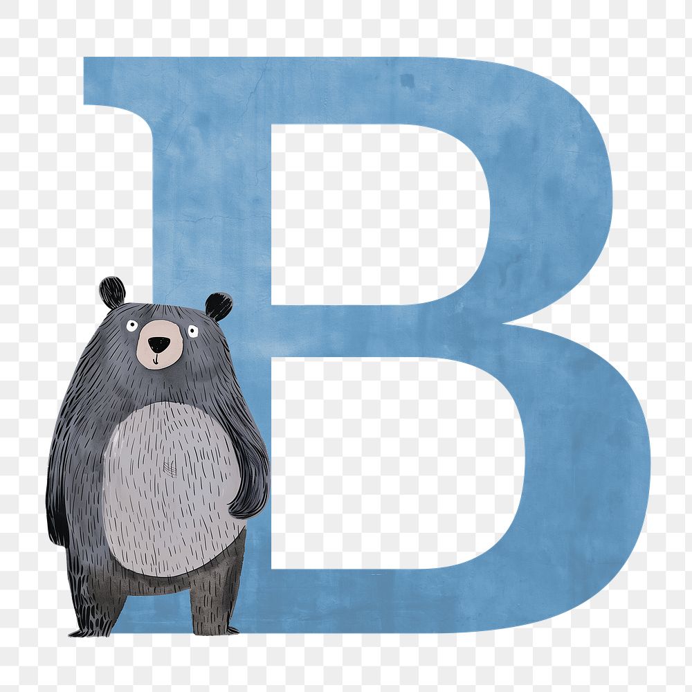 Letter B  png animal character alphabet, transparent background