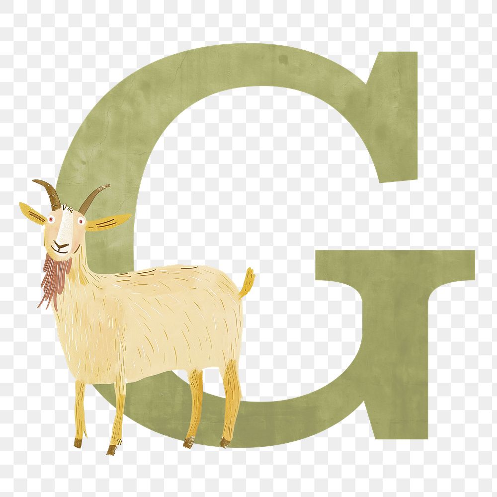 Letter G  png animal character alphabet, transparent background