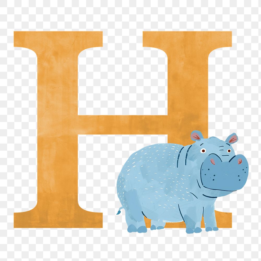 Letter H  png animal character alphabet, transparent background