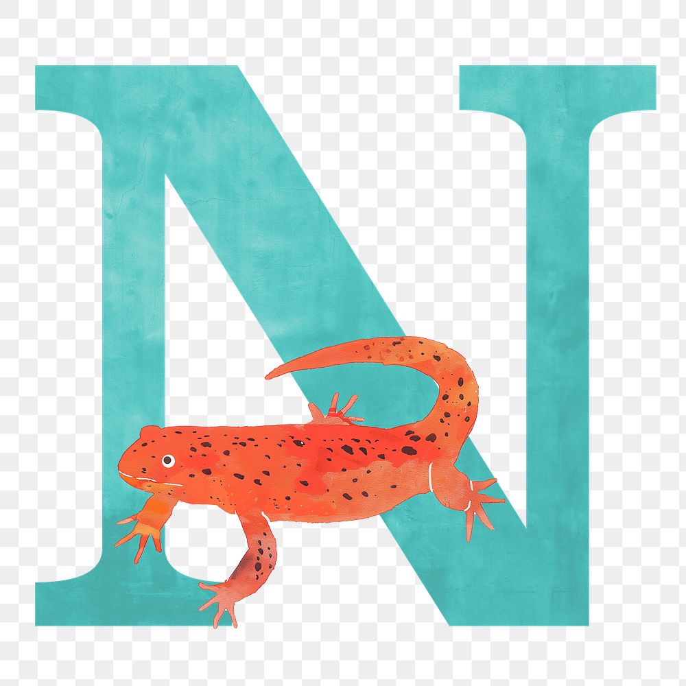 Letter N  png animal character alphabet, transparent background