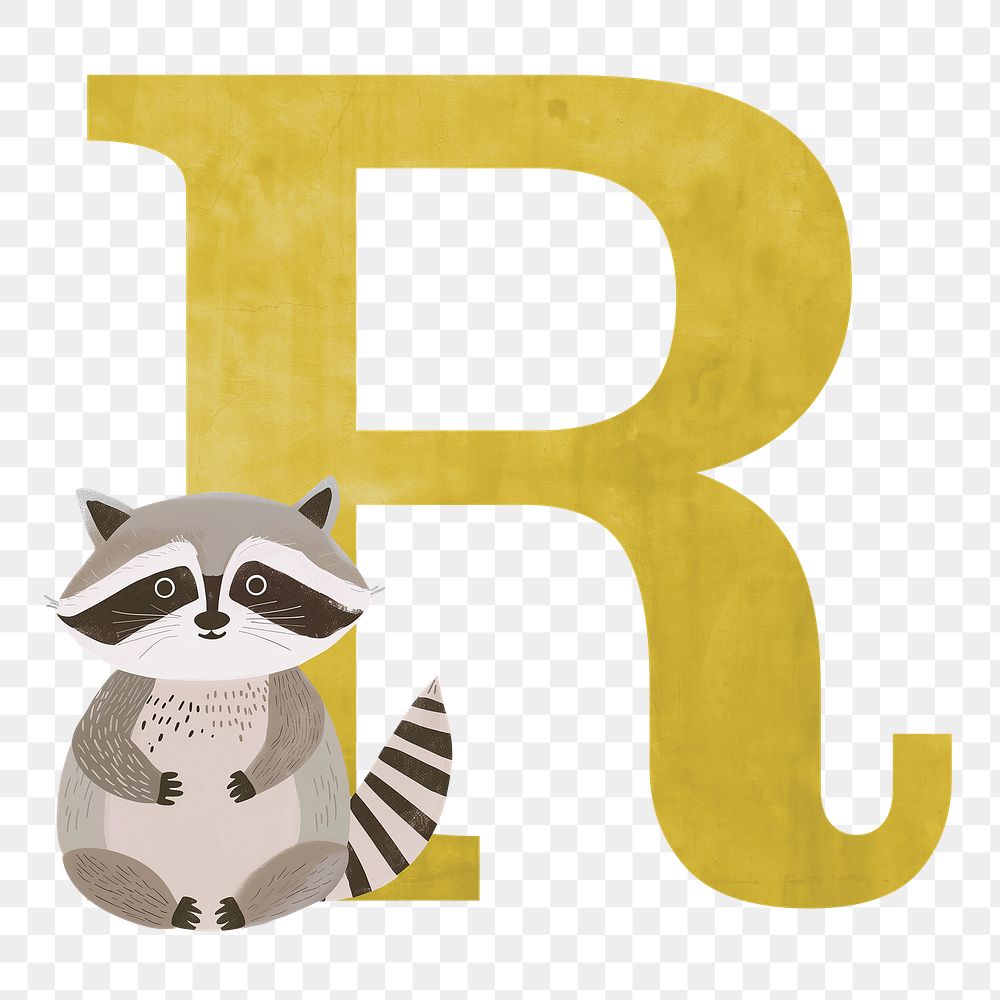 Letter R  png animal character alphabet, transparent background