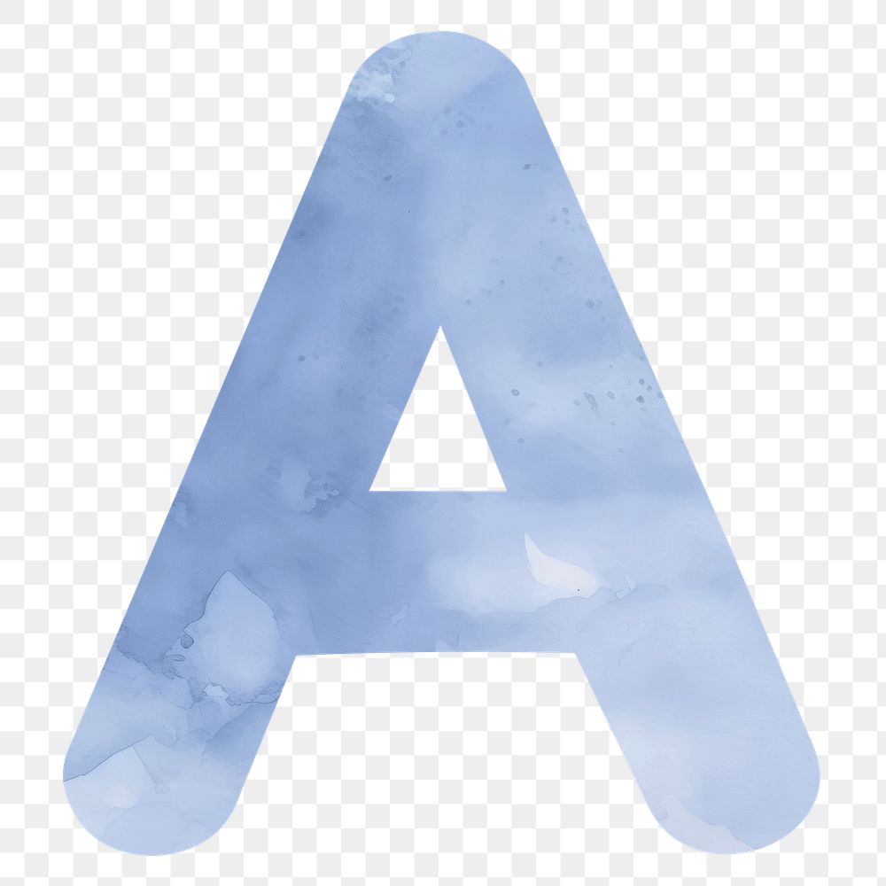 Letter A png blue watercolor alphabet, transparent background