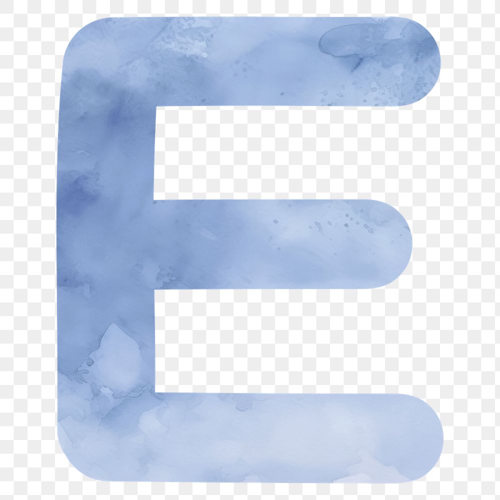 Letter E png blue watercolor alphabet, transparent background