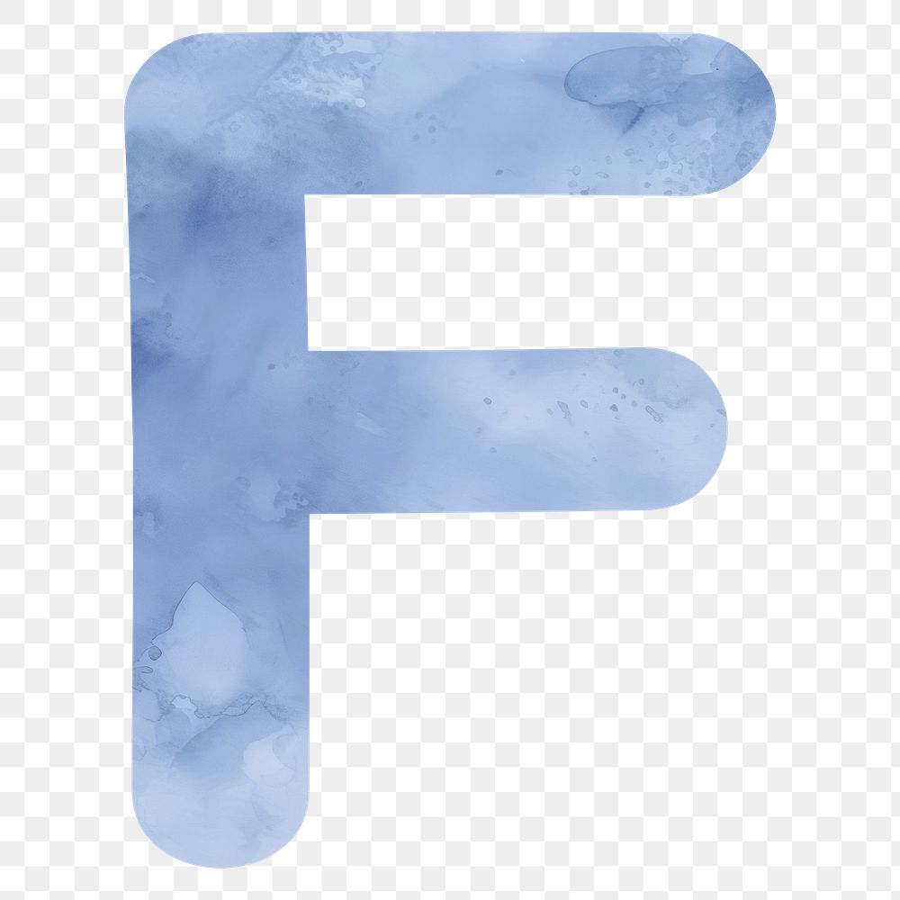 Letter F png blue watercolor alphabet, transparent background