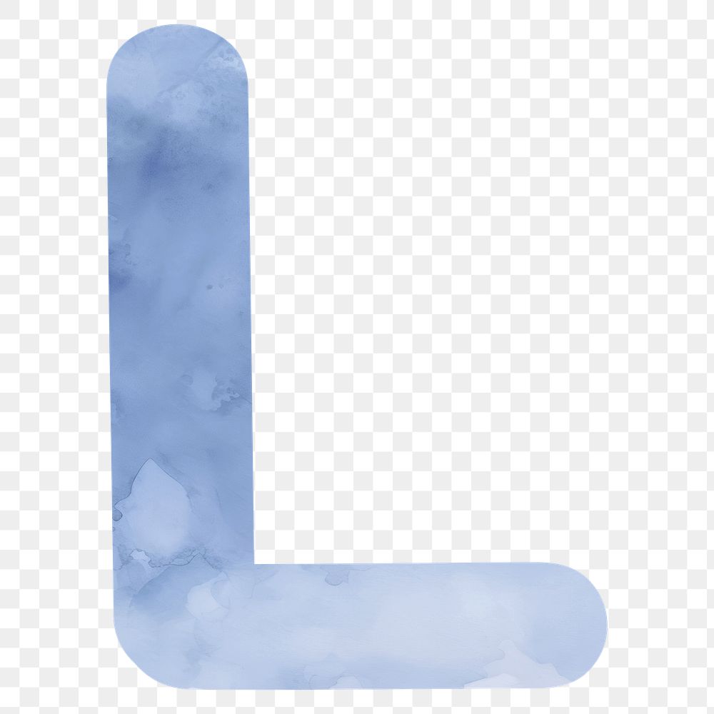 Letter L png blue watercolor alphabet, transparent background