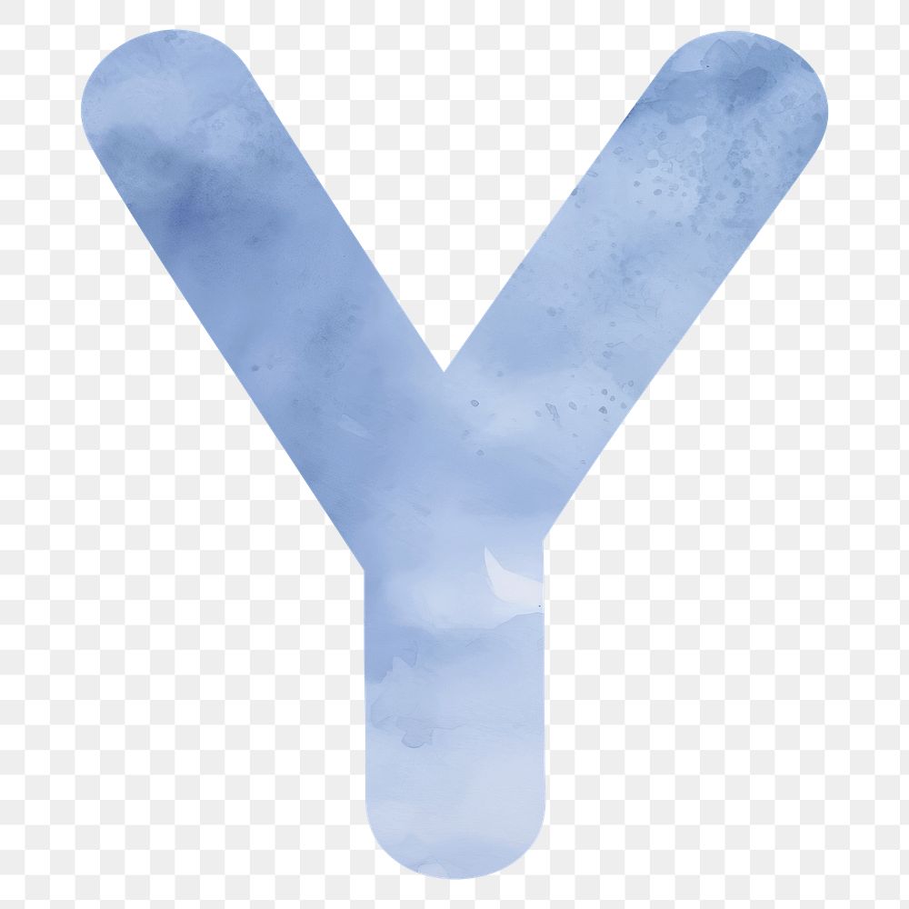 Letter Y png blue watercolor alphabet, transparent background