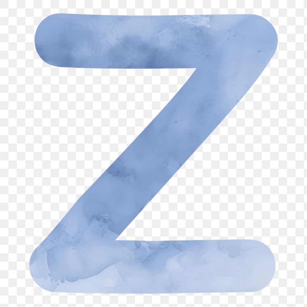 Letter Z png blue watercolor alphabet, transparent background